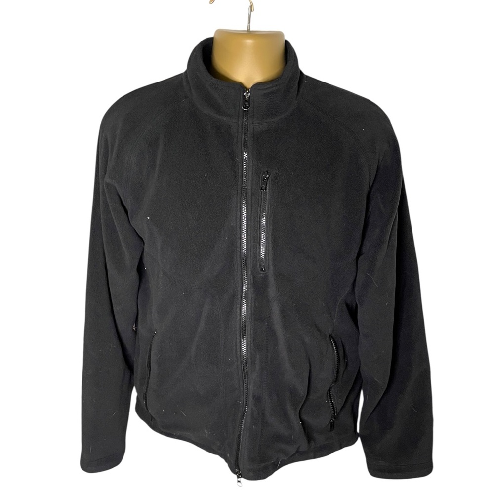 Eddie Bauer Windcutter Fleece Jacket Zip Pockets Drawcord Hem Black L